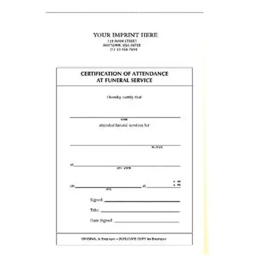 2-Part Attendance Certificate - pack of 100 2-Part Attendance Certificate - pack of 100