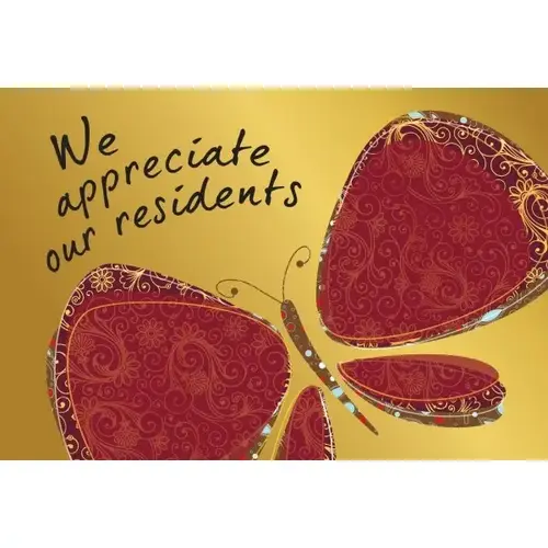 We Appreciate Postcard, Butterfly Design Free Back Personalization - pack of 50 We Appreciate Postcard, Butterfly Design Free Back Personalization - pack of 50