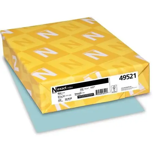 Exact Index Cardstock 8.5"X11" 110 Lb Basis Weight Blue - pack of 250 Exact Index Cardstock 8.5"X11" 110 Lb Basis Weight Blue - pack of 250