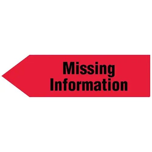 Uniarrow Spacesaver Flag 2"X9/16" Missing Infirmation - pack of 150 Uniarrow Spacesaver Flag 2"X9/16" Missing Infirmation - pack of 150
