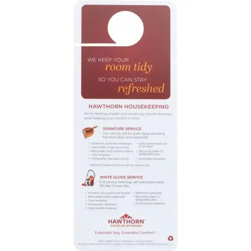 By Wyndham Housekeeping Door Hanger - pack of 100 By Wyndham Housekeeping Door Hanger - pack of 100