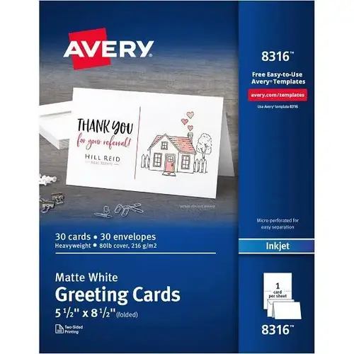 Half-Fold Greeting Cards 5.5"X8.5" White - pack of 30 Half-Fold Greeting Cards 5.5"X8.5" White - pack of 30