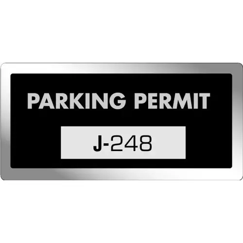 Parking Permit Stickers, Chrome/black, 3 X 1-1/2 - pack of 100 Parking Permit Stickers, Chrome/black, 3 X 1-1/2 - pack of 100