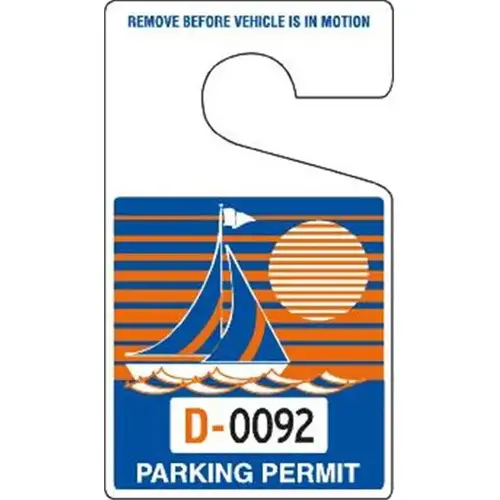 Plastic Parking Permit Tags, Blue/orange, Large - pack of 100 Plastic Parking Permit Tags, Blue/orange, Large - pack of 100