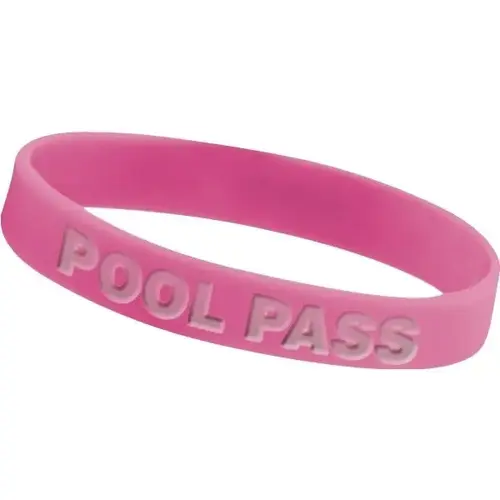 Custom Pool Pass Bracelet, Pink, Youth - pack of 100 Custom Pool Pass Bracelet, Pink, Youth - pack of 100