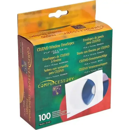 Cd/Dvd White Window Envelopes 5"X5" - pack of 100 Cd/Dvd White Window Envelopes 5"X5" - pack of 100