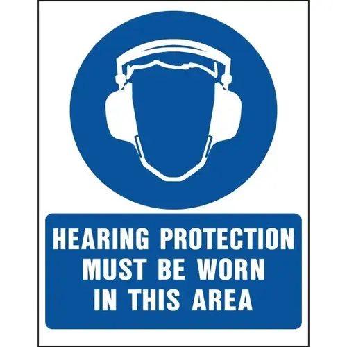 "Hearing Protection Must Be Worn" Sign, Plastic, 16 X 20" - pack of 5 "Hearing Protection Must Be Worn" Sign, Plastic, 16 X 20" - pack of 5