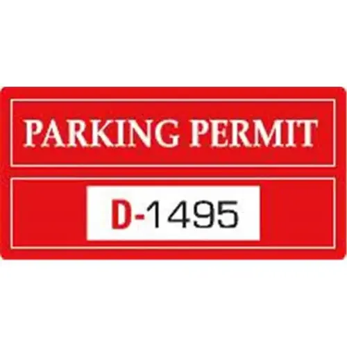 Parking Permit Window Stickers, Red, 3 X 1-1/2 - pack of 100 Parking Permit Window Stickers, Red, 3 X 1-1/2 - pack of 100