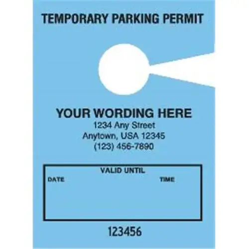 Temporary Parking Tags, Blue, 2-3/4 X 3-3/4 - pack of 100 Temporary Parking Tags, Blue, 2-3/4 X 3-3/4 - pack of 100