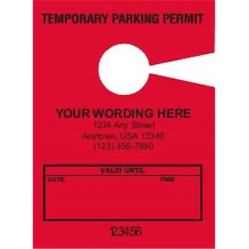 Temporary Parking Tags, Red, 2-3/4 X 3-3/4 - pack of 100 Temporary Parking Tags, Red, 2-3/4 X 3-3/4 - pack of 100