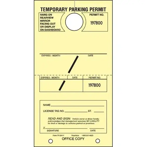 Personalized Temporary Parking Tags, Canary, 4-1/4 X 7-3/4 - pack of 100 Personalized Temporary Parking Tags, Canary, 4-1/4 X 7-3/4 - pack of 100