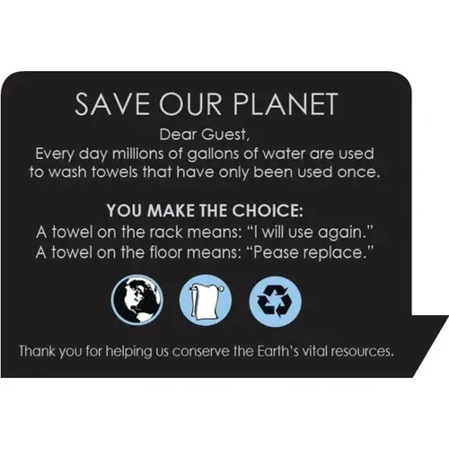 Save Our Planet - Towel On Rack I Will Use Again Black - pack of 50 Save Our Planet - Towel On Rack I Will Use Again Black - pack of 50