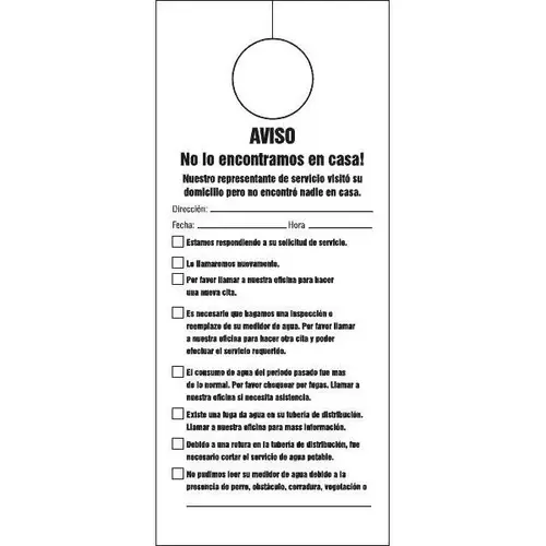 Door Knob Cards Bilingual Miscellaneous Service - pack of 100 Door Knob Cards Bilingual Miscellaneous Service - pack of 100