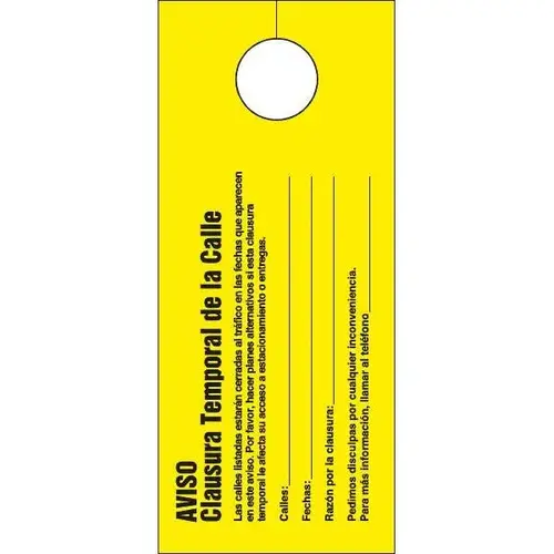 Notice Of Temporary Street Closing- Bilingual - pack of 100 Notice Of Temporary Street Closing- Bilingual - pack of 100