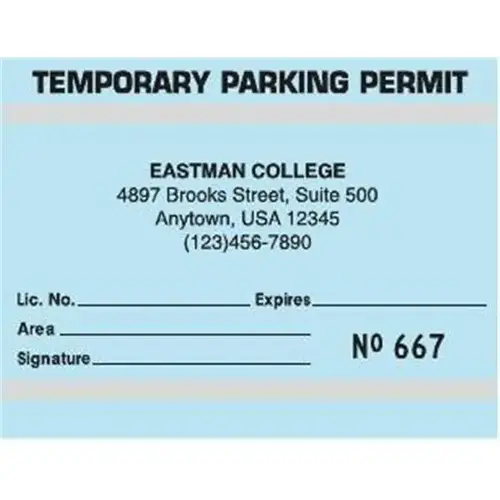 Temporary Window Parking Permit Cards, Blue, 4-1/4 X 3-1/4 - pack of 100 Temporary Window Parking Permit Cards, Blue, 4-1/4 X 3-1/4 - pack of 100