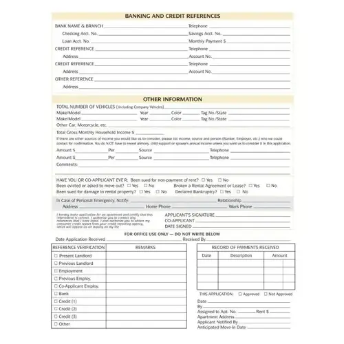 Mid-Size Rental Application, 8-1/2 X 11 - pack of 100 Mid-Size Rental Application, 8-1/2 X 11 - pack of 100