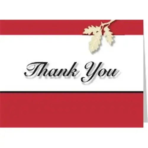 Personalized Card, Thank You/leaf/rose Design No Envelope Imprint - pack of 100 Personalized Card, Thank You/leaf/rose Design No Envelope Imprint - pack of 100