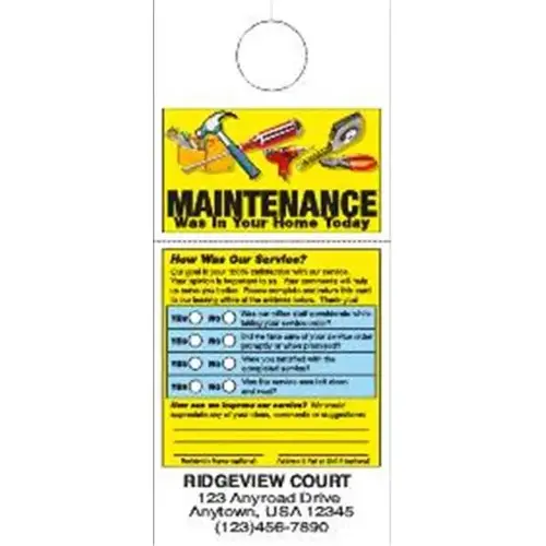 Maintenance Tear-Off Survey Tags, 4-1/4 X 9-3/4" - pack of 100 Maintenance Tear-Off Survey Tags, 4-1/4 X 9-3/4" - pack of 100