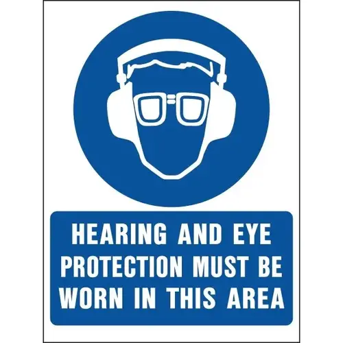 "Hearing & Eye Protection" Sign, Polystyrene, 24 X 18" - pack of 5 "Hearing & Eye Protection" Sign, Polystyrene, 24 X 18" - pack of 5