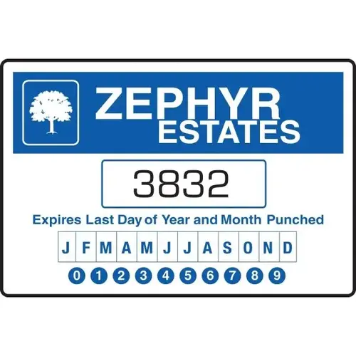Custom Punch-Out Parking Permit With Static Cling, 3"x2", Logo - pack of 100 Custom Punch-Out Parking Permit With Static Cling, 3"x2", Logo - pack of 100