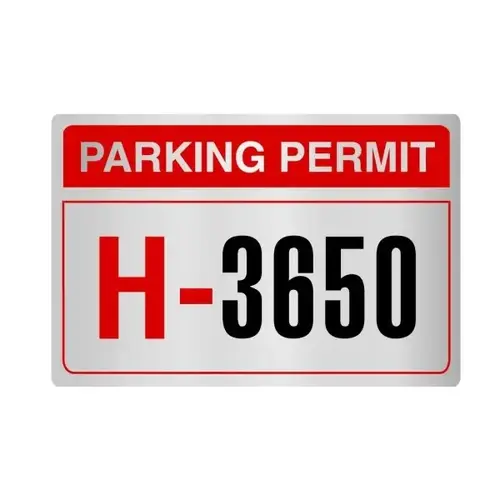 Parking Permit Bumper Stickers, Chrome/red, 3 X 2 - pack of 100 Parking Permit Bumper Stickers, Chrome/red, 3 X 2 - pack of 100