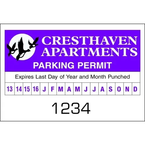 Custom Parking Permit With Back Adhesive, 3"x2", Month-Year - pack of 100 Custom Parking Permit With Back Adhesive, 3"x2", Month-Year - pack of 100