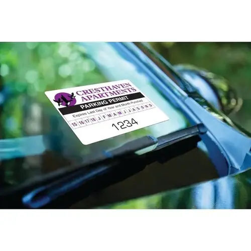 Custom Parking Permit With Front Adhesive, 3"X2", Month-Year - pack of 100 Custom Parking Permit With Front Adhesive, 3"X2", Month-Year - pack of 100