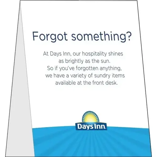 By Wyndham Forget Something Tent Card, 4 X 12 - pack of 100 By Wyndham Forget Something Tent Card, 4 X 12 - pack of 100