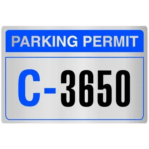 Parking Permit Bumper Stickers, Chrome/blue, 3 X 2 - pack of 100 Parking Permit Bumper Stickers, Chrome/blue, 3 X 2 - pack of 100