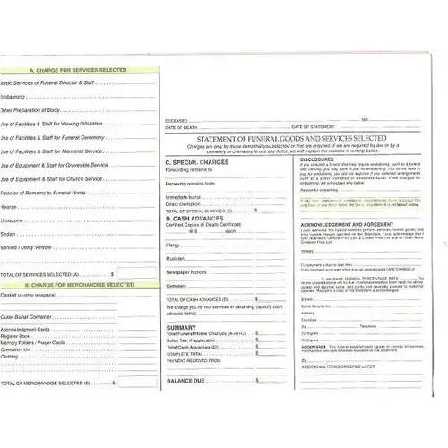 Statement Of Funeral Triplicate Version 1 With Imprint - pack of 100 Statement Of Funeral Triplicate Version 1 With Imprint - pack of 100