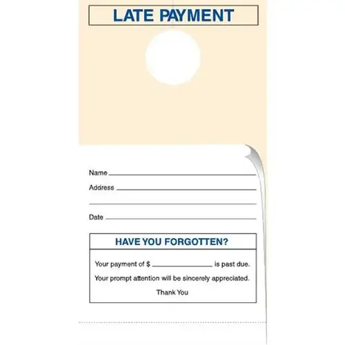 2-Part Late Payment Door Tags, 4-1/4 X 7-3/4 - pack of 100 2-Part Late Payment Door Tags, 4-1/4 X 7-3/4 - pack of 100