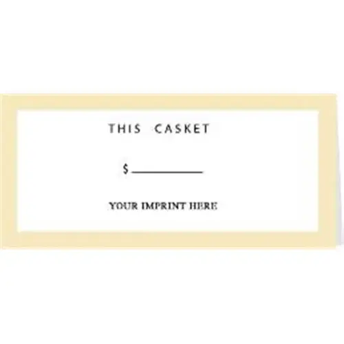 Standing Casket Price Card With Dollar Amount - pack of 100 Standing Casket Price Card With Dollar Amount - pack of 100