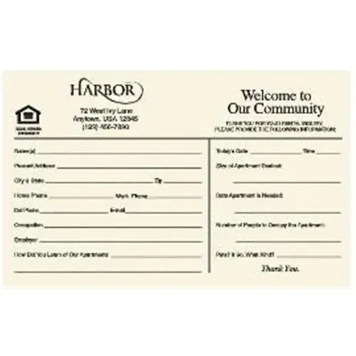 Welcome To Our Community Rental Prospect Cards, Ivory - pack of 100 Welcome To Our Community Rental Prospect Cards, Ivory - pack of 100