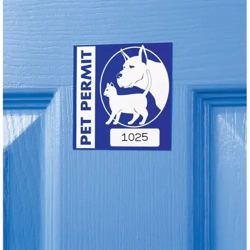 Pet Permit Outside Sticker, Blue Square, 3 X 3 - pack of 100 Pet Permit Outside Sticker, Blue Square, 3 X 3 - pack of 100