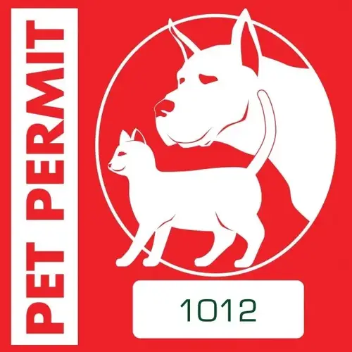Pet Permit Outside Sticker, Red Square, 3 X 3 - pack of 100 Pet Permit Outside Sticker, Red Square, 3 X 3 - pack of 100