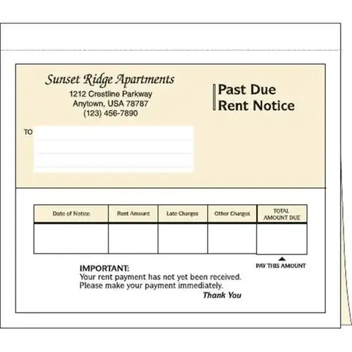 2-Part Late Rent Notice, 8-1/2 X 7 - pack of 100 2-Part Late Rent Notice, 8-1/2 X 7 - pack of 100