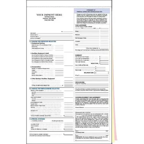 Statement Of Funeral Triplicate Version 2 Blue With Imprint - pack of 100 Statement Of Funeral Triplicate Version 2 Blue With Imprint - pack of 100