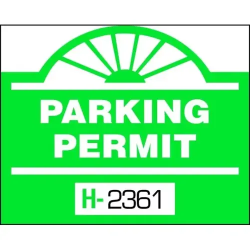 Parking Permit Static Cling Round Arch, Green, 2-1/2 X 2" - pack of 100 Parking Permit Static Cling Round Arch, Green, 2-1/2 X 2" - pack of 100