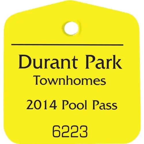 Pool Pass Tag, Yellow, 1-3/4 X 1-7/8 - pack of 100 Pool Pass Tag, Yellow, 1-3/4 X 1-7/8 - pack of 100