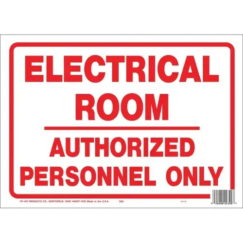 "Electrical Room Authorized Person" Polystyrene Sign, 14" X 10" - pack of 5 "Electrical Room Authorized Person" Polystyrene Sign, 14" X 10" - pack of 5