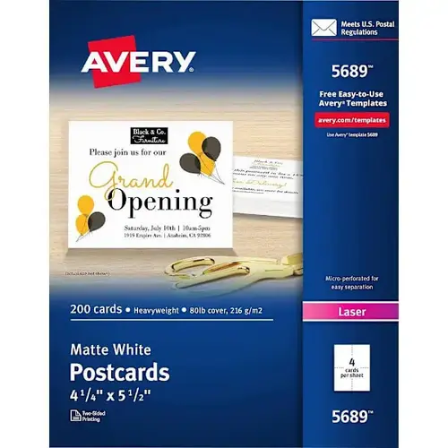Laser Postcard 4.25" X 5.5" Heavyweight Matte White - pack of 200 Laser Postcard 4.25" X 5.5" Heavyweight Matte White - pack of 200