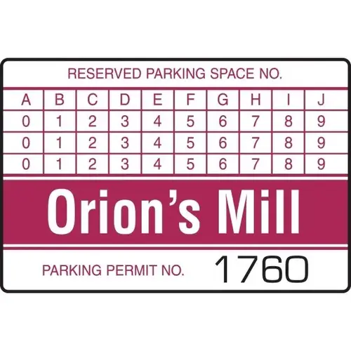 Custom Punch-Out Parking Front Adhesive, 3"x2", Month-Day-Year - pack of 100 Custom Punch-Out Parking Front Adhesive, 3"x2", Month-Day-Year - pack of 100