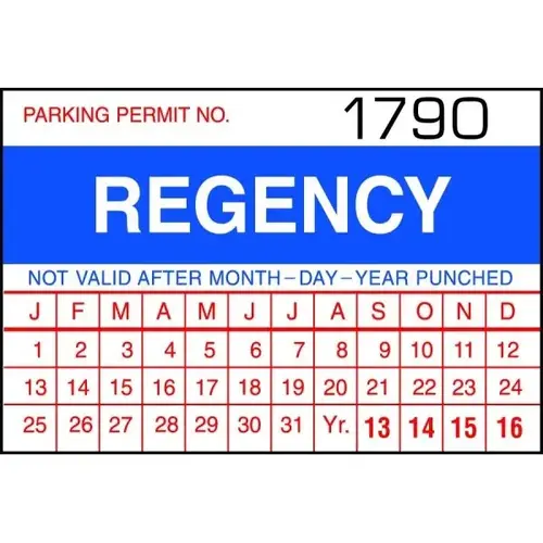 Custom Punch Out Parking Permit, Static Cling Expiration, 3 X 2" - pack of 100 Custom Punch Out Parking Permit, Static Cling Expiration, 3 X 2" - pack of 100