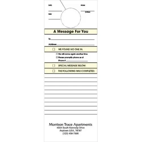 Maintenance Door Tags, Long Message - pack of 100 Maintenance Door Tags, Long Message - pack of 100