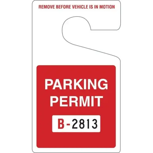 Non-Reflective Plastic Parking Permit Tags, Red Square, Large - pack of 100 Non-Reflective Plastic Parking Permit Tags, Red Square, Large - pack of 100