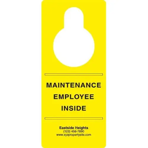 Plastic Door Tags Maintenance Employee Inside, 3-1/2 X 8" - pack of 10 Plastic Door Tags Maintenance Employee Inside, 3-1/2 X 8" - pack of 10