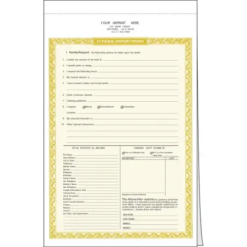2-Part Pre-Need Forms - pack of 100 2-Part Pre-Need Forms - pack of 100