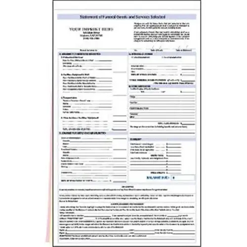 Statement Of Funeral Triplicate Version 3 With Imprint - pack of 100 Statement Of Funeral Triplicate Version 3 With Imprint - pack of 100