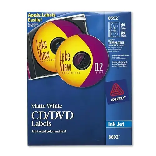 Inkjet Cd Labels Matte White - pack of 40 Inkjet Cd Labels Matte White - pack of 40