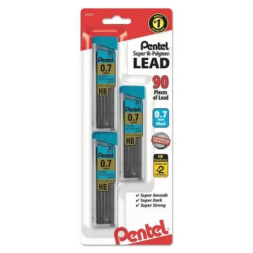 Super Hi-Polymer Lead Refills 0.7 Mm Hb Black - pack of 3 Super Hi-Polymer Lead Refills 0.7 Mm Hb Black - pack of 3